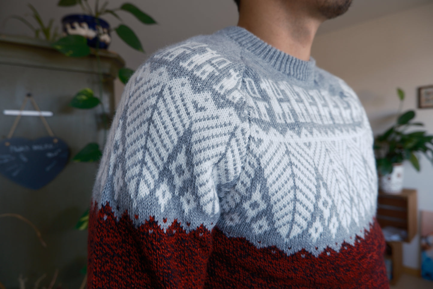 SELVA Pullover Rot-Grau