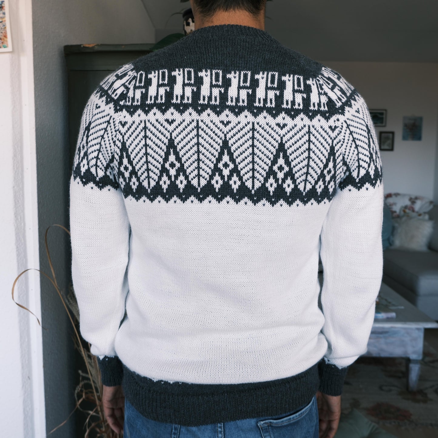 SELVA Pullover Weiss-Grau