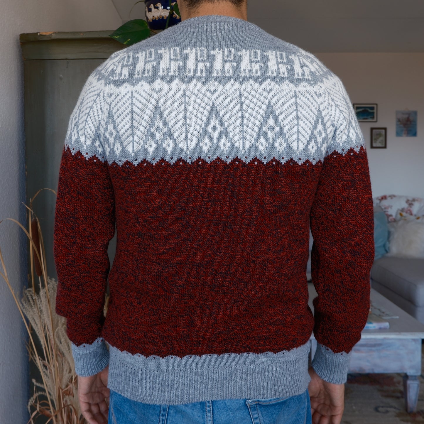 SELVA Pullover Rot-Grau