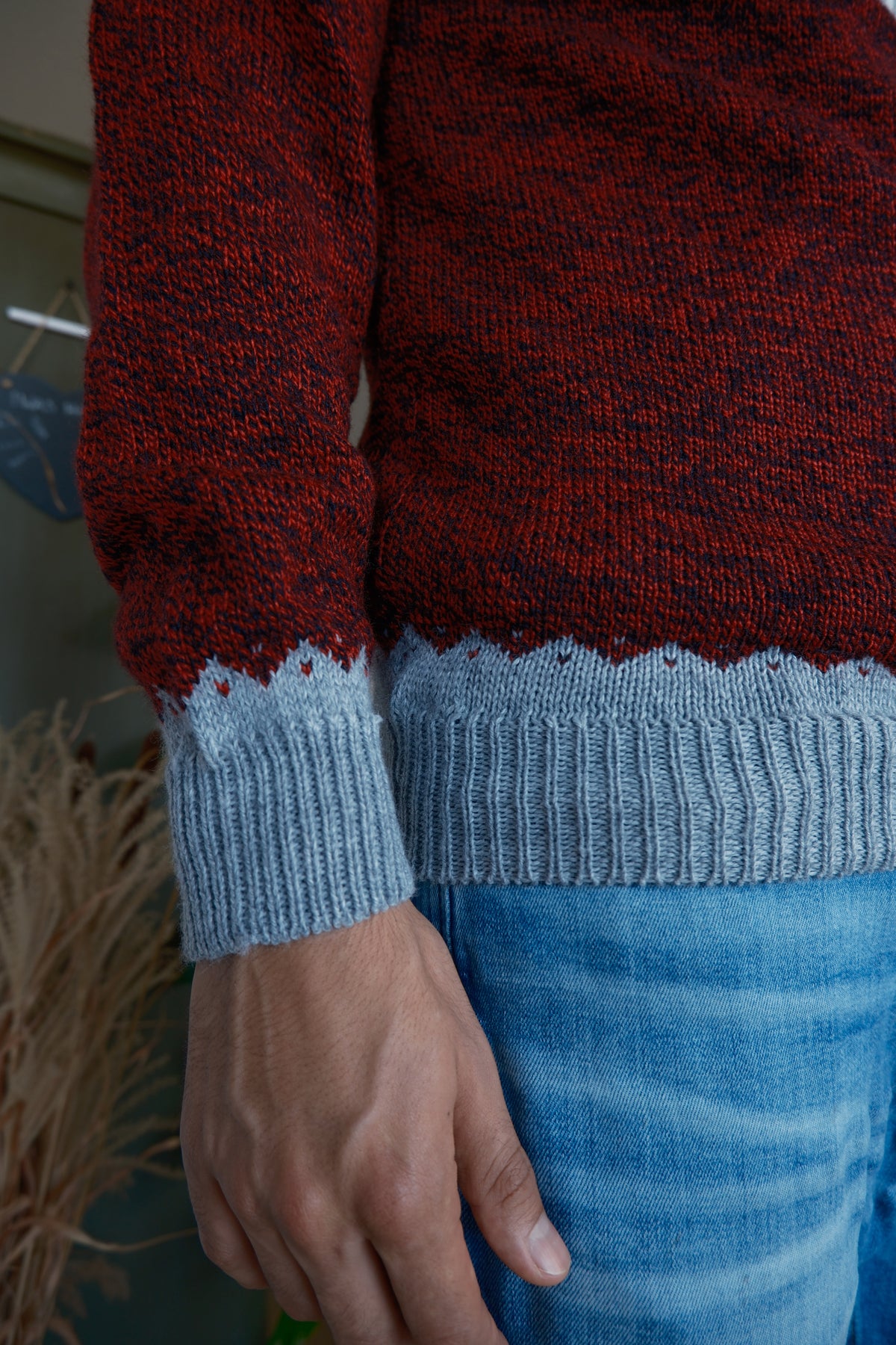 SELVA Pullover Rot-Grau