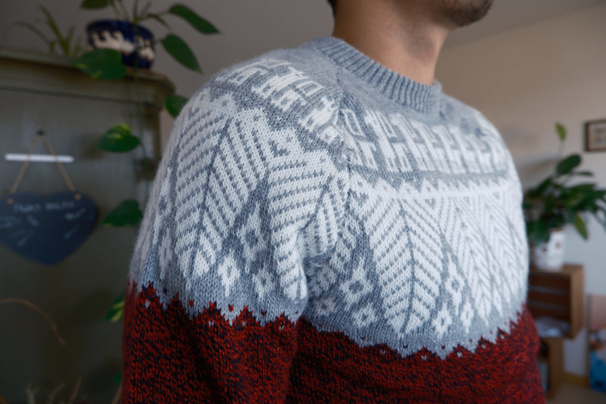 SELVA Pullover Rot-Grau
