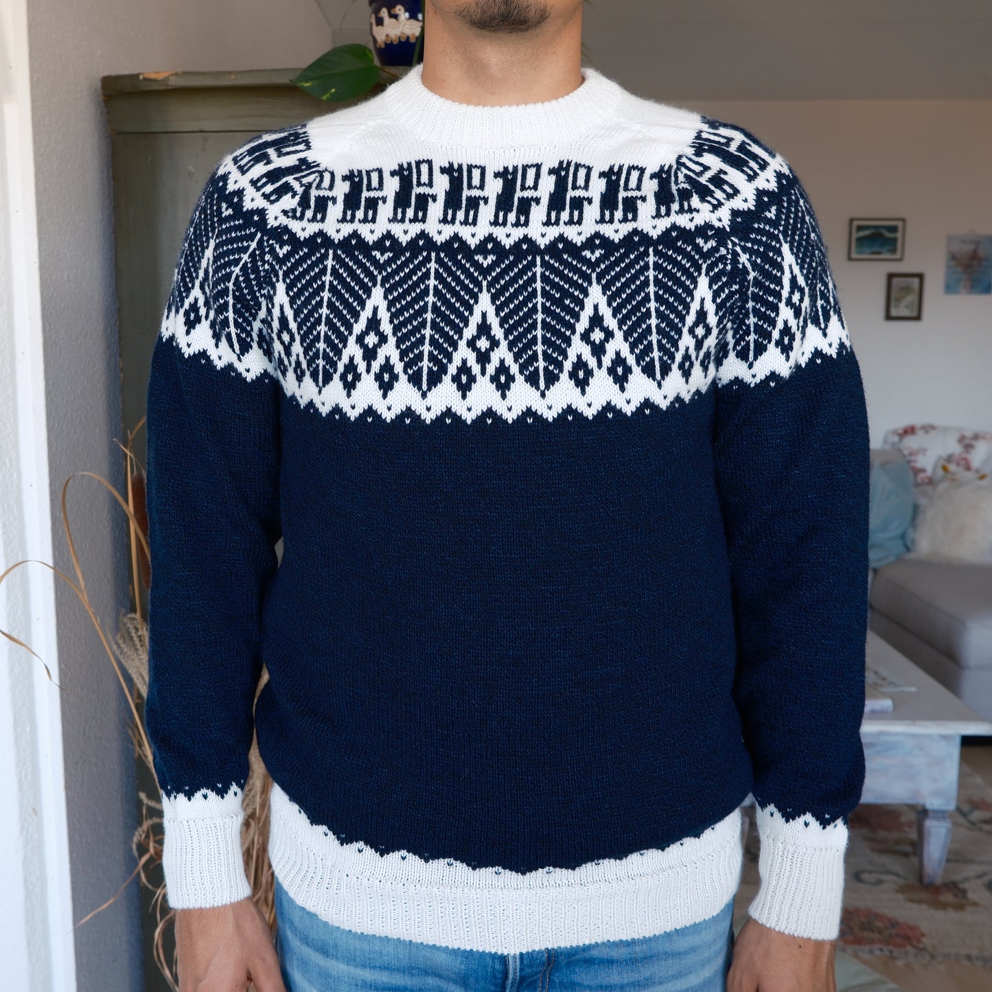 SELVA Pullover Blau-Weiss