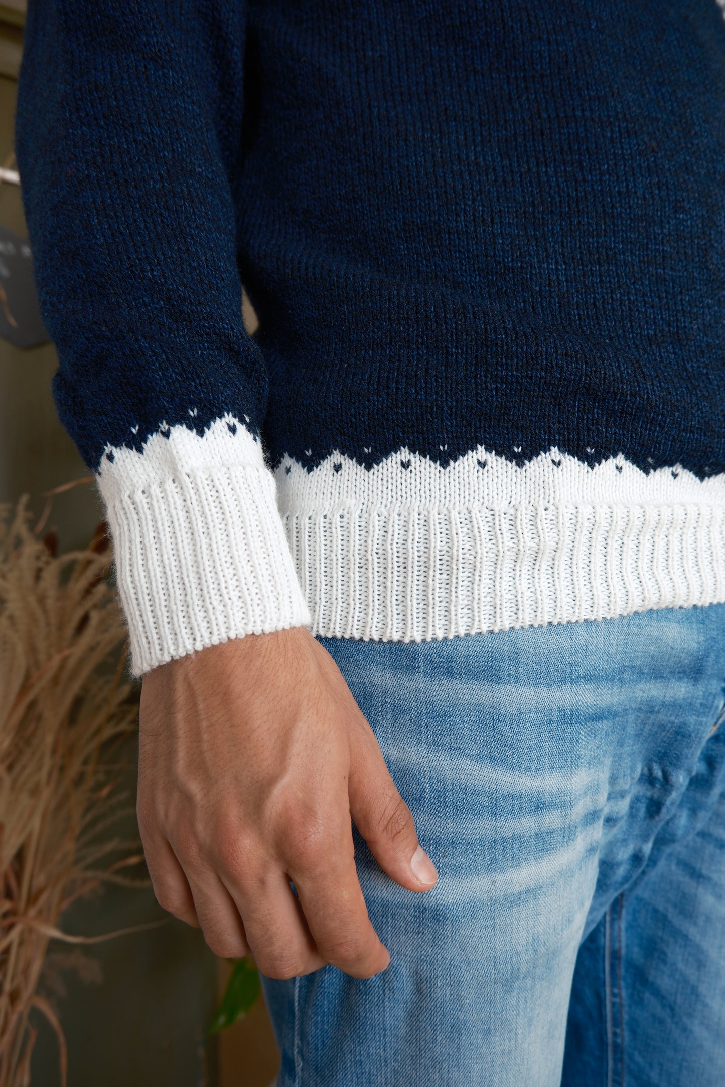 SELVA Pullover Blau-Weiss
