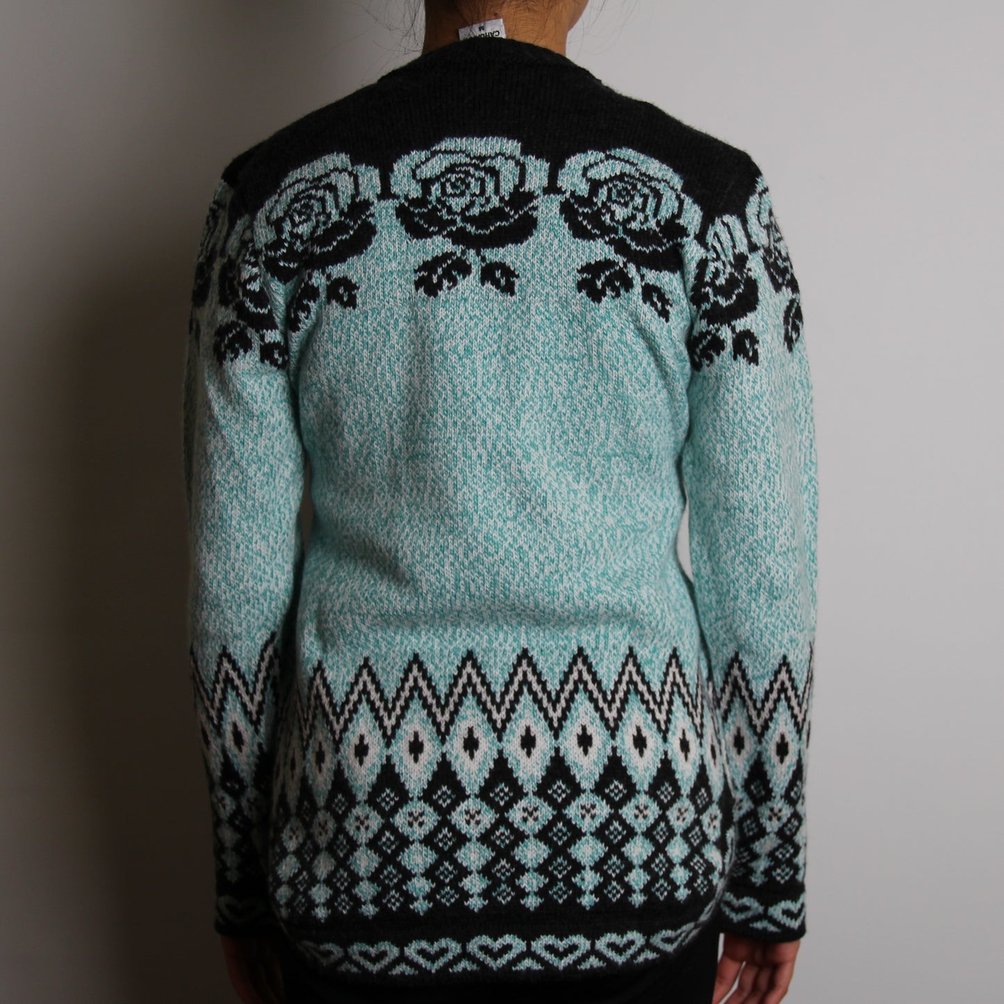 EXKLUSIV Pullover Blumen Türkis