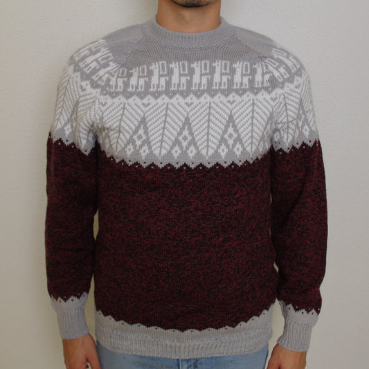 SELVA Pullover Rot-Grau (exklusiv)