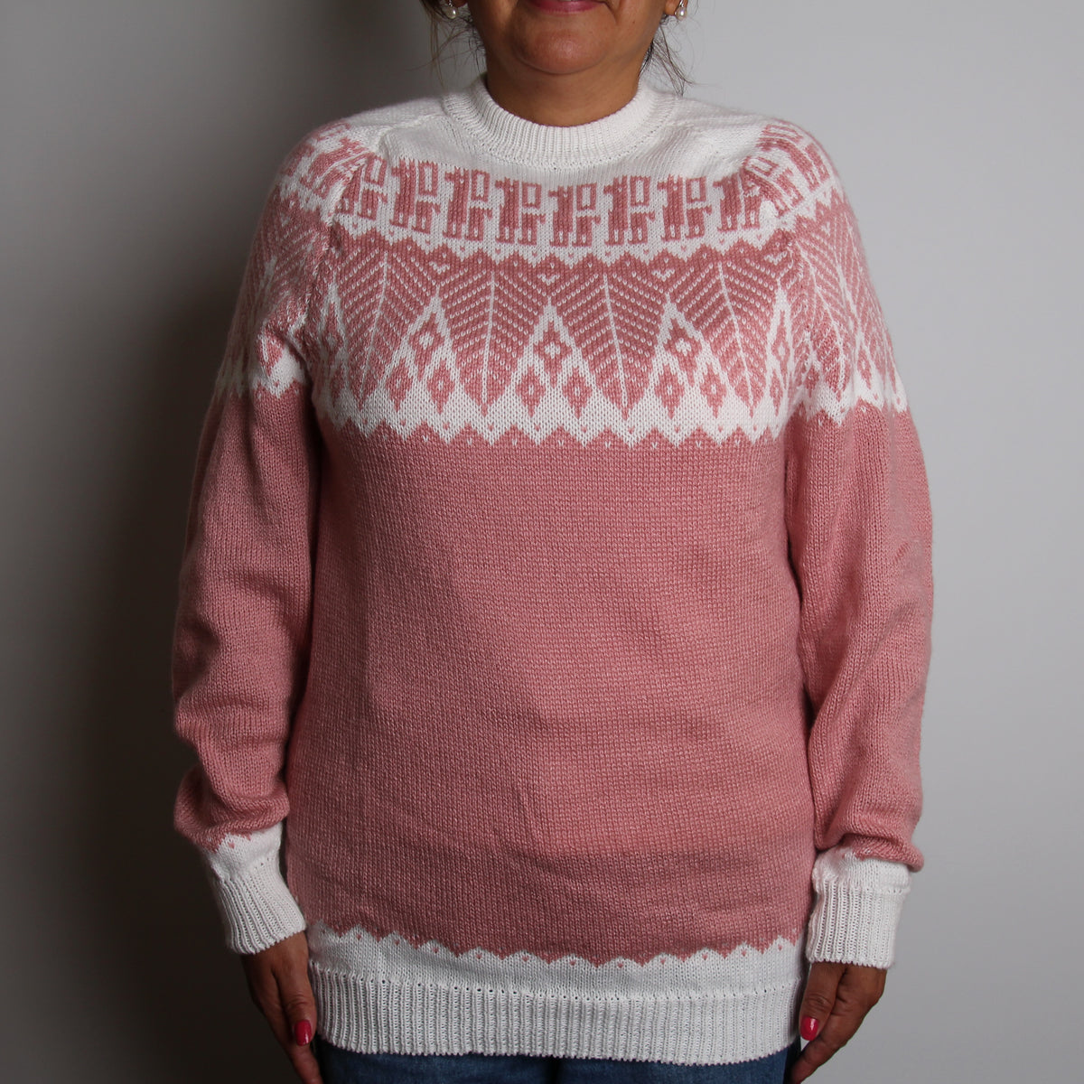 SELVA Pullover Rosa-Weiss